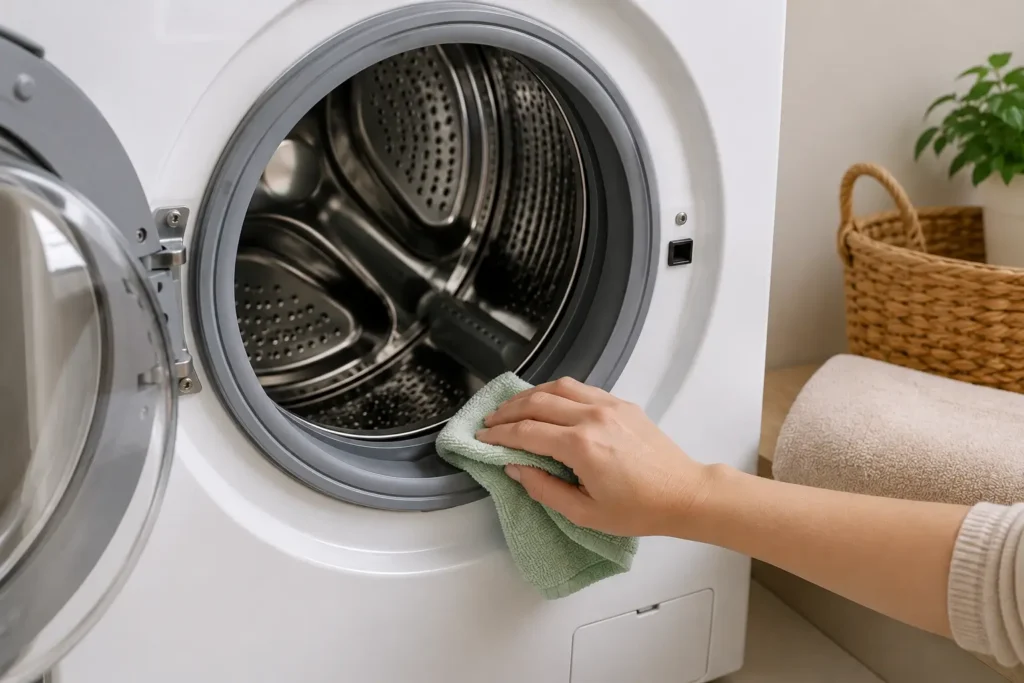 Cleaning the rubber door seal of a front-loading washing machine